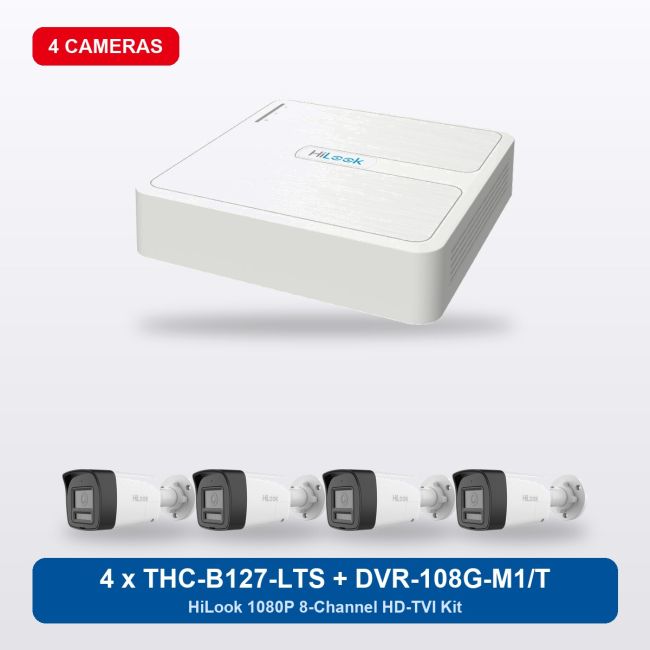 HiLook DVR-108G-M1/T 8Ch Kit with 4 x THC-B127-LTS Bullet Cameras