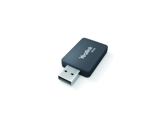 Yealink WF50 dual band Wi-Fi USB dongle for IP phones, angled view