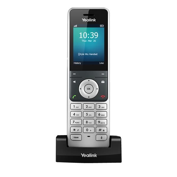 Yealink W56H DECT cordless handset with charging cradle, front view