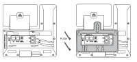 Yealink WMB-T53/T53W/T54W wall mount bracket fitted to the back of a Yealink IP phone (installation diagram)