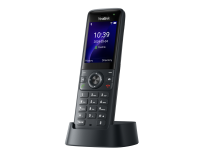 Yealink AX83H Wi-Fi IP phone, angled front view of the handset in its charging cradle