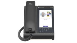 Audiocodes C470HD Microsoft Teams IP desk phone, front view with touchscreen and handset