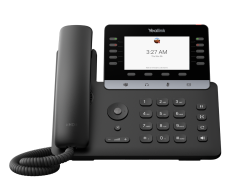 Yealink MP55 E2 Microsoft Teams IP desk phone, front view with handset and 4.3-inch screen