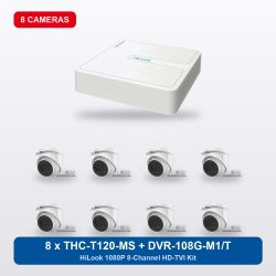 HiLook DVR-108G-M1/T 8Ch Kit with 8 x THC-T120-MS Turret Cameras