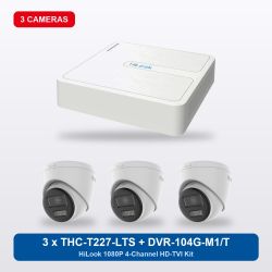 HiLook DVR-104G-M1/T 4Ch Kit with 3 x THC-T227-LTS Turret Cameras