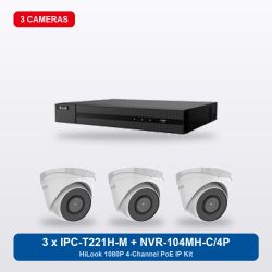 HiLook NVR-104MH-C/4P 4Ch IP Kit with 3 x IPC-T221H-M Cameras