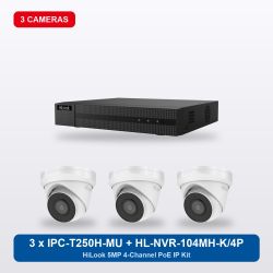 HiLook HL-NVR-104MH-K/4P 4Ch IP Kit with 3 x IPC-T250H-MU Cameras