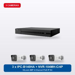 HiLook NVR-104MH-C/4P 4Ch IP Kit with 3 x IPC-B140HA Cameras