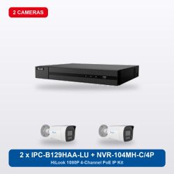 HiLook NVR-104MH-C/4P 4Ch IP Kit with 2 x IPC-B129HAA-LU Cameras