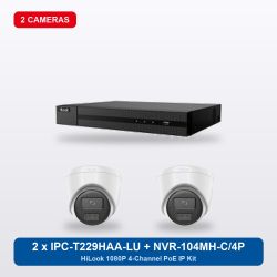 HiLook NVR-104MH-C/4P 4Ch IP Kit with 2 x IPC-T229HAA-LU Cameras