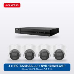 HiLook NVR-108MH-C/8P 8Ch IP Kit with 4 x IPC-T229HAA-LU Cameras