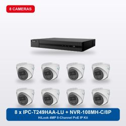 HiLook NVR-108MH-C/8P 8Ch IP Kit with 8 x IPC-T249HAA-LU Cameras