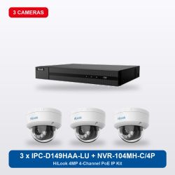 HiLook NVR-104MH-C/4P 4Ch IP Kit with 3 x IPC-D149HAA-LU Cameras