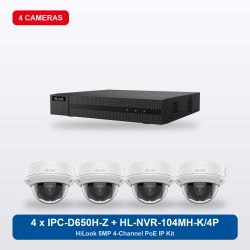 HiLook HL-NVR-104MH-K/4P 4Ch IP Kit with 4 x IPC-D650H-Z Cameras