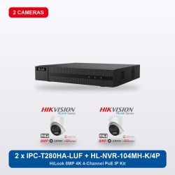 HiLook HL-NVR-104MH-K/4P 4Ch IP Kit with 2 x IPC-T280HA-LUF/SL Cameras