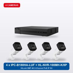 HiLook HL-NVR-108MH-K/8P 8Ch IP Kit with 4 x IPC-B180HA-LUF/SL Cameras