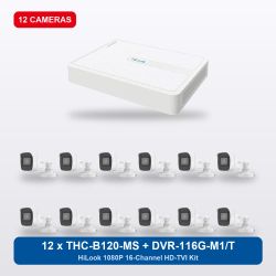 HiLook DVR-116G-M1/T 16Ch Kit with 12 x THC-B120-MS Bullet Cameras
