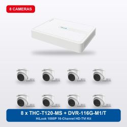 HiLook DVR-116G-M1/T 16Ch Kit with 8 x THC-T120-MS Turret Cameras
