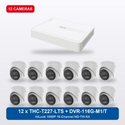 HiLook DVR-116G-M1/T 16Ch Kit with 12 x THC-T227-LTS Turret Cameras