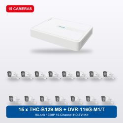 HiLook DVR-116G-M1/T 16Ch Kit with 15 x THC-B129-MS Bullet Cameras