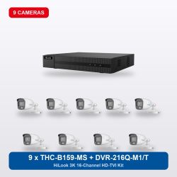 HiLook DVR-216Q-M1/T 16Ch Kit with 9 x THC-B159-MS Bullet Cameras