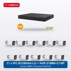 HiLook NVR-216MH-C/16P 16Ch IP Kit with 11 x IPC-B129HAA-LU Cameras