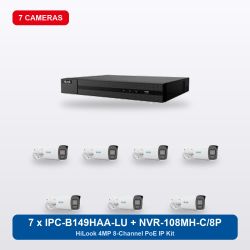 HiLook NVR-108MH-C/8P 8Ch IP Kit with 7 x IPC-B149HAA-LU Cameras