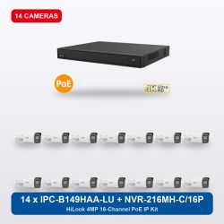 HiLook NVR-216MH-C/16P 16Ch IP Kit with 14 x IPC-B149HAA-LU Cameras