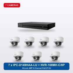 HiLook NVR-108MH-C/8P 8Ch IP Kit with 7 x IPC-D149HAA-LU Cameras