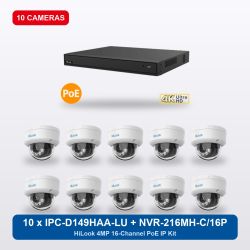 HiLook NVR-216MH-C/16P 16Ch IP Kit with 10 x IPC-D149HAA-LU Cameras