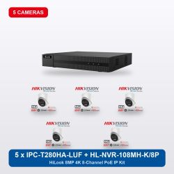HiLook HL-NVR-108MH-K/8P 8Ch IP Kit with 5 x IPC-T280HA-LUF/SL Cameras