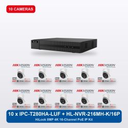 HiLook HL-NVR-216MH-K/16P 16Ch IP Kit with 10 x IPC-T280HA-LUF/SL Cameras