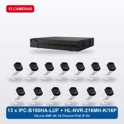 HiLook HL-NVR-216MH-K/16P 16Ch IP Kit with 13 x IPC-B180HA-LUF/SL Cameras