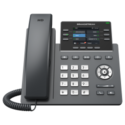 Grandstream GRP2613 IP phone front view with handset and colour screen