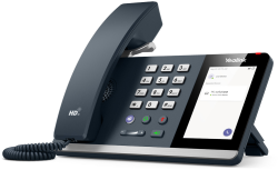 Yealink MP45 Teams USB desk phone, angled view with handset, keypad, 4-inch touch screen and stand