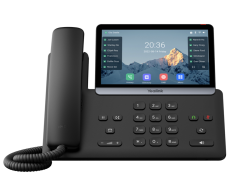 Yealink SIP-T77U IP phone - front view with handset and 7-inch touch screen